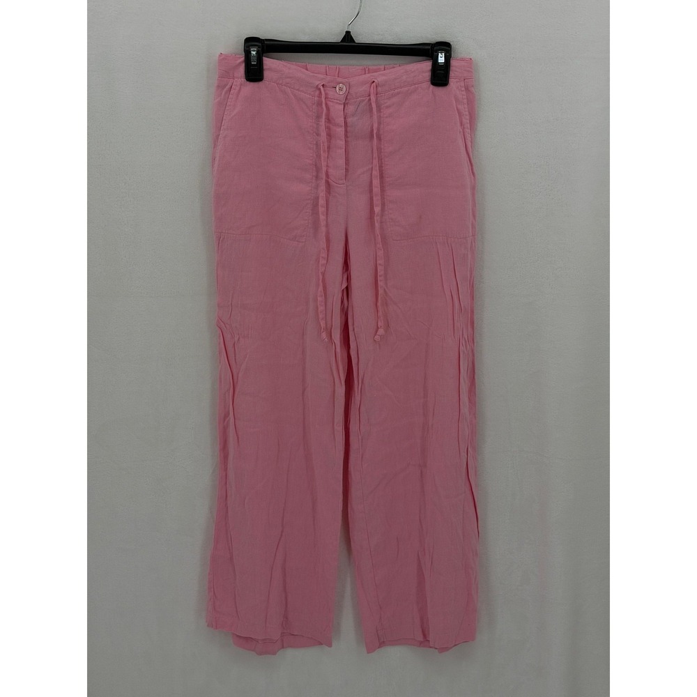 Lilly Pulitzer Pants Womens 8 Pink Linen Stretch Sheer Wide‎ Leg Beach Resort